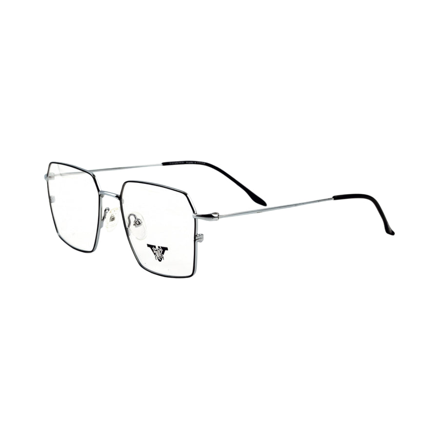 VANROSSI Silver & Black Geometric Optical Frame