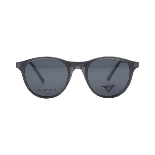 VANROSSI Black Round Clip-On Optical Glasses