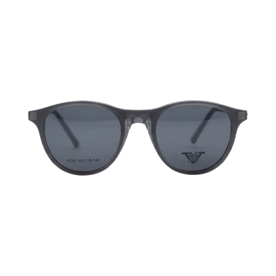 VANROSSI Black Round Clip-On Optical Glasses