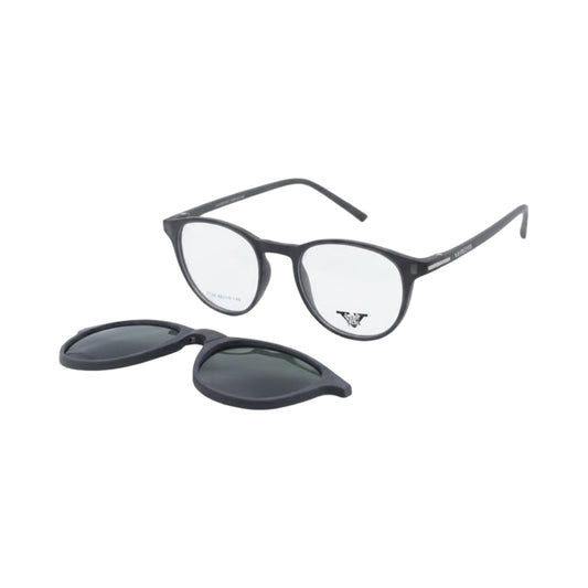 VANROSSI Black Round Clip-On Optical Glasses