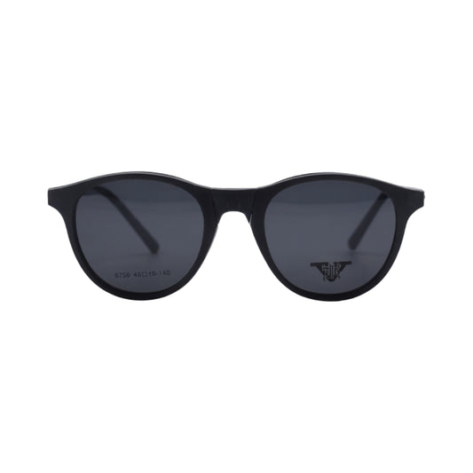 VANROSSI Black Round Clip-On Eyeglasses