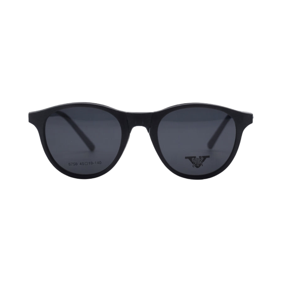 VANROSSI Black Round Clip-On Eyeglasses