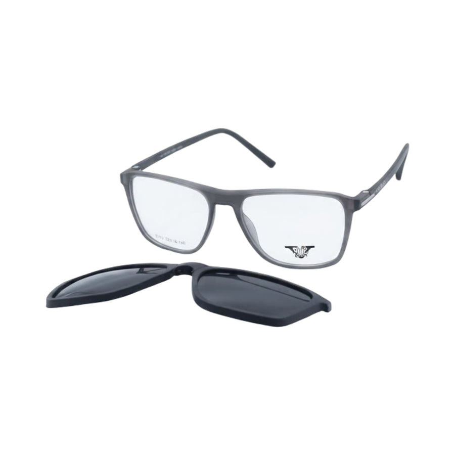 VANROSSI Grey Rectangular Clip-On Eyeglasses