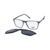 VANROSSI Grey Rectangular Clip-On Eyeglasses