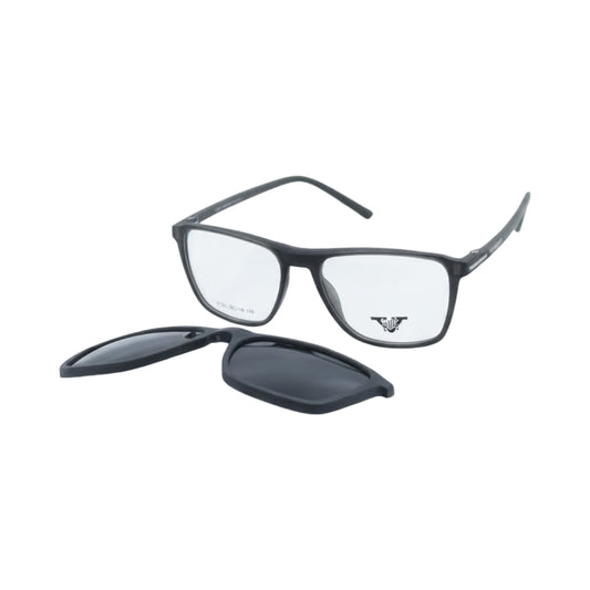 VANROSSI Black Rectangular Clip-On Eyeglasses