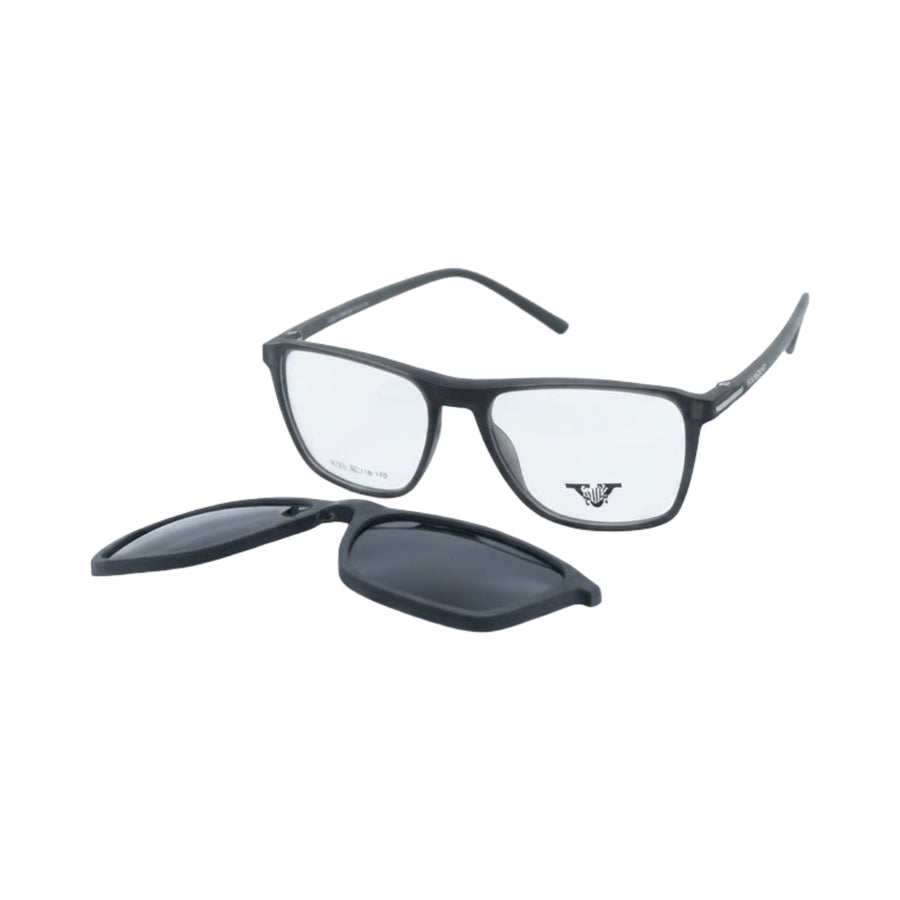 VANROSSI Black Rectangular Clip-On Eyeglasses