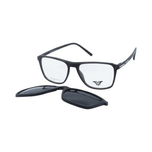 VANROSSI Black Rectangular Clip-On Eyeglasses