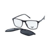 VANROSSI Black Rectangular Clip-On Eyeglasses
