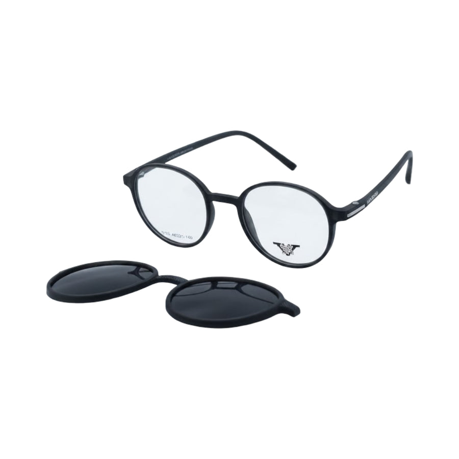 VANROSSI Black Round Clip-On Optical Glasses