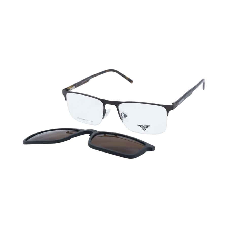 VANROSSI Half-Rim Rectangular Clip-On Optical Glasses