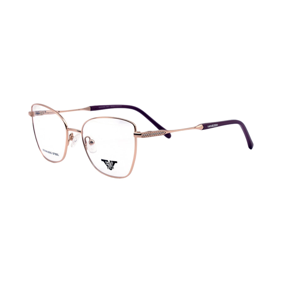VANROSSI Women's Rose Gold Full-Rim Eyeglass Frame