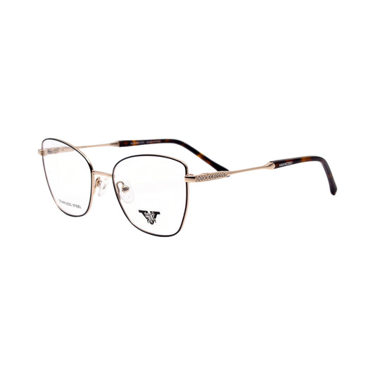VANROSSI Women's Black and Gold Full-Rim Eyeglass Frame