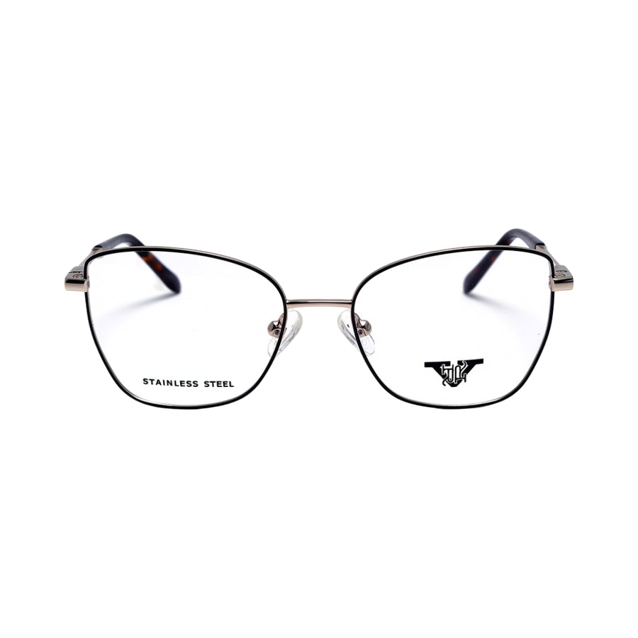 VANROSSI Women's Black and Gold Full-Rim Eyeglass Frame