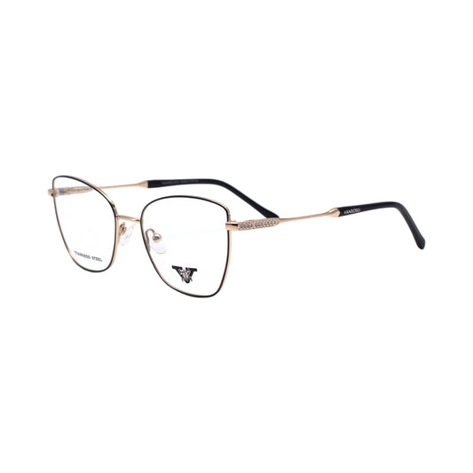 VANROSSI Women's Black and Gold Cat-Eye Eyeglass Frame