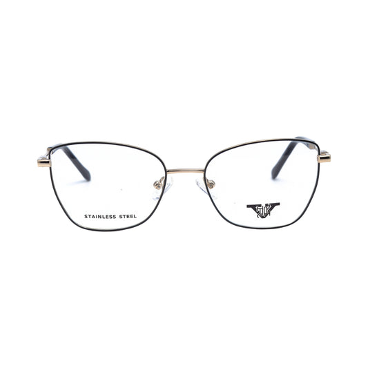 VANROSSI Women's Black and Gold Cat-Eye Eyeglass Frame