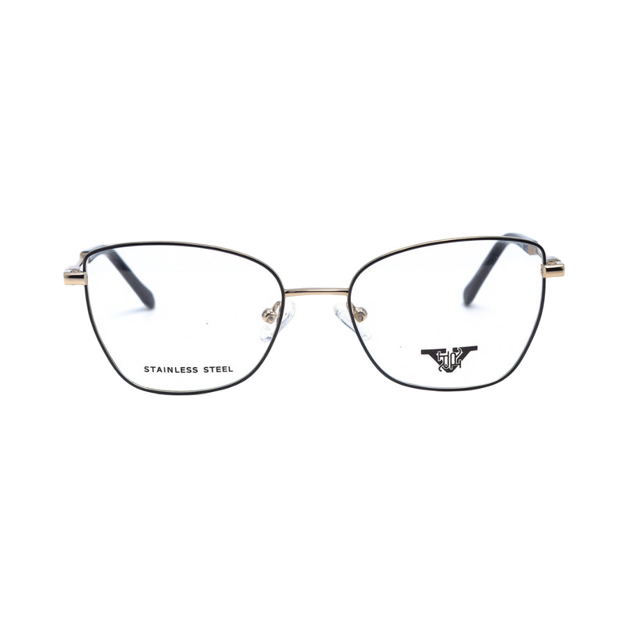VANROSSI Women's Black and Gold Cat-Eye Eyeglass Frame
