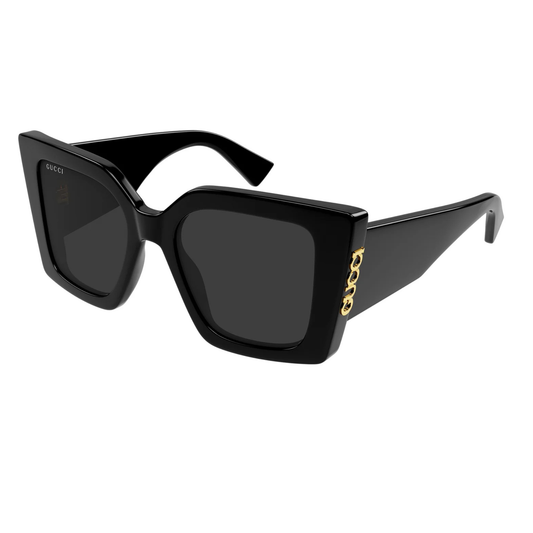 GUCCI Women's Oversized Black Square Sunglasses with Gold Temple Detail