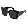 GUCCI Women's Oversized Black Square Sunglasses with Gold Temple Detail