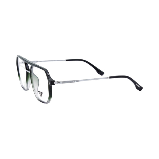 VANROSSI Men's Black and Silver Geometric Eyeglass Frame