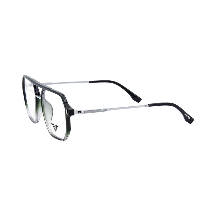 VANROSSI Men's Black and Silver Geometric Eyeglass Frame