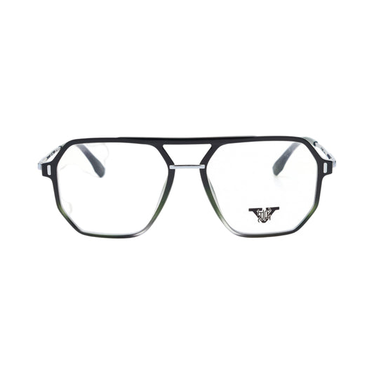 VANROSSI Men's Black and Silver Geometric Eyeglass Frame