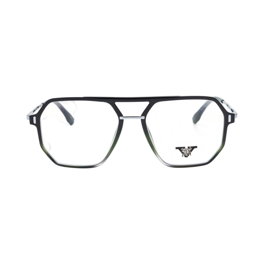 VANROSSI Men's Black and Silver Geometric Eyeglass Frame