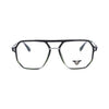 VANROSSI Men's Black and Silver Geometric Eyeglass Frame