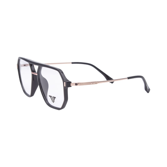 VANROSSI Men's Black and Gold Geometric Eyeglass Frame