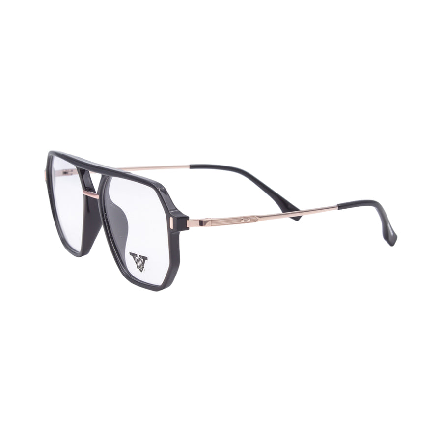 VANROSSI Men's Black and Gold Geometric Eyeglass Frame