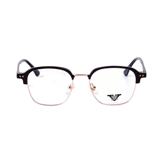 VANROSSI Men's Black and Gold Clubmaster Eyeglass Frame