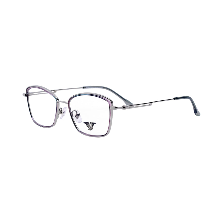 VANROSSI Women's Silver Cat Eye Eyeglass Frame