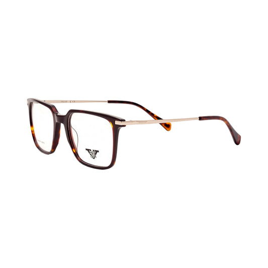 VANROSSI Men's Tortoise and Gold Rectangular Eyeglass Frame