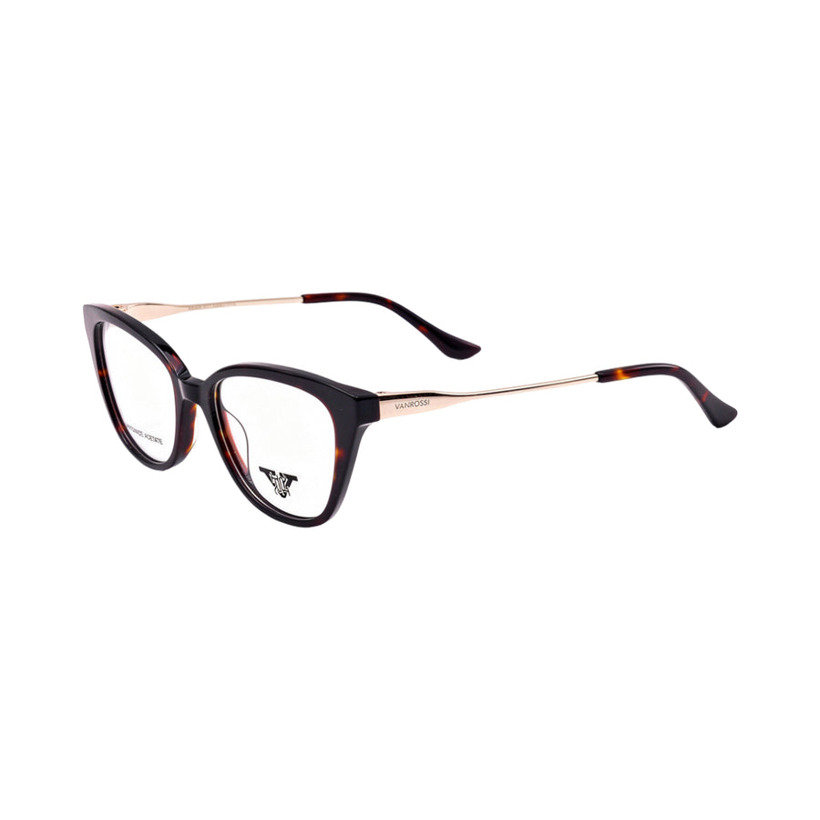 VANROSSI Women's Black and Gold Cat Eye Eyeglass Frame