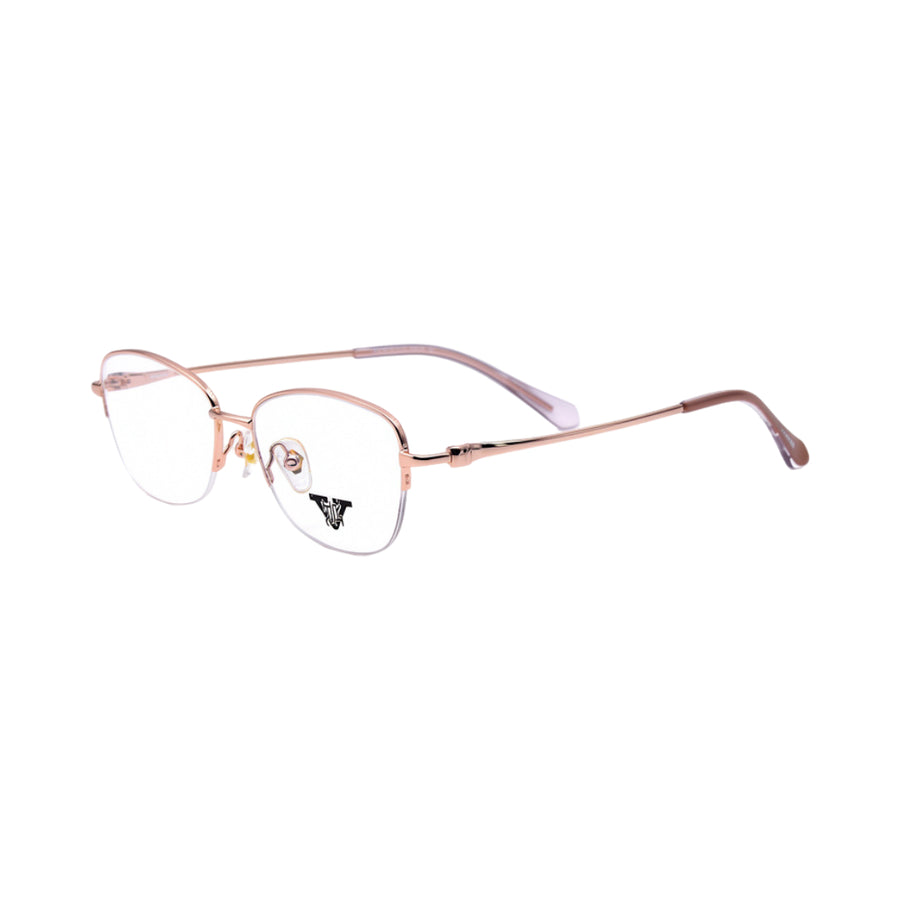 VANROSSI Women's Rose Gold Half-Rim Cat Eye Eyeglass Frame