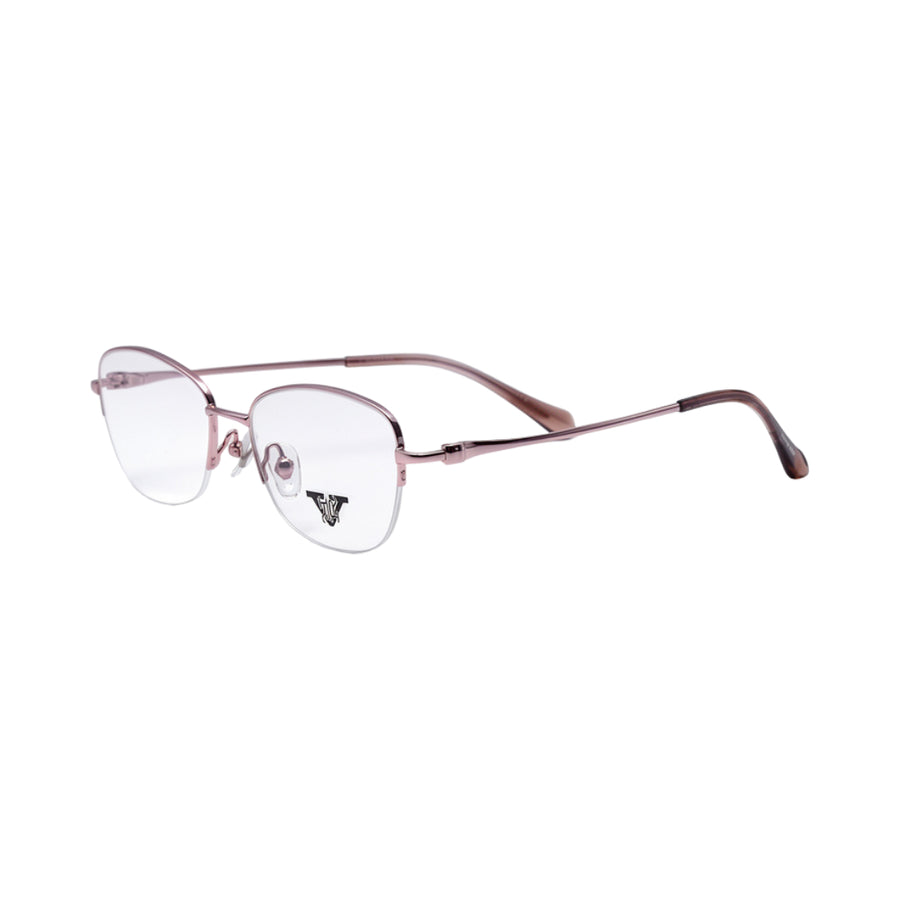 VANROSSI Women's Rose Gold Half-Rim Cat Eye Eyeglass Frame