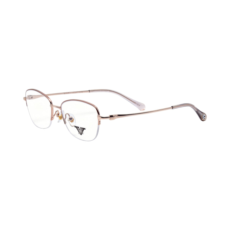 VANROSSI Women's Gold Half-Rim Cat Eye Eyeglass Frame