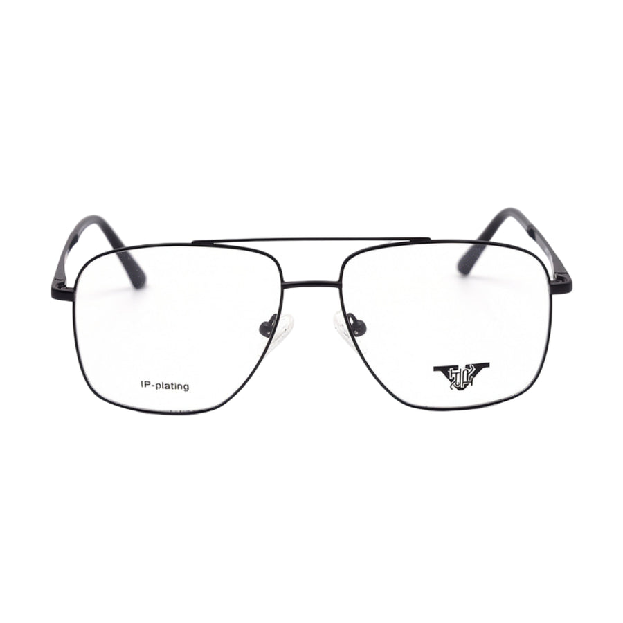 VANROSSI Men's Black Double-Bridge Square Eyeglass Frame