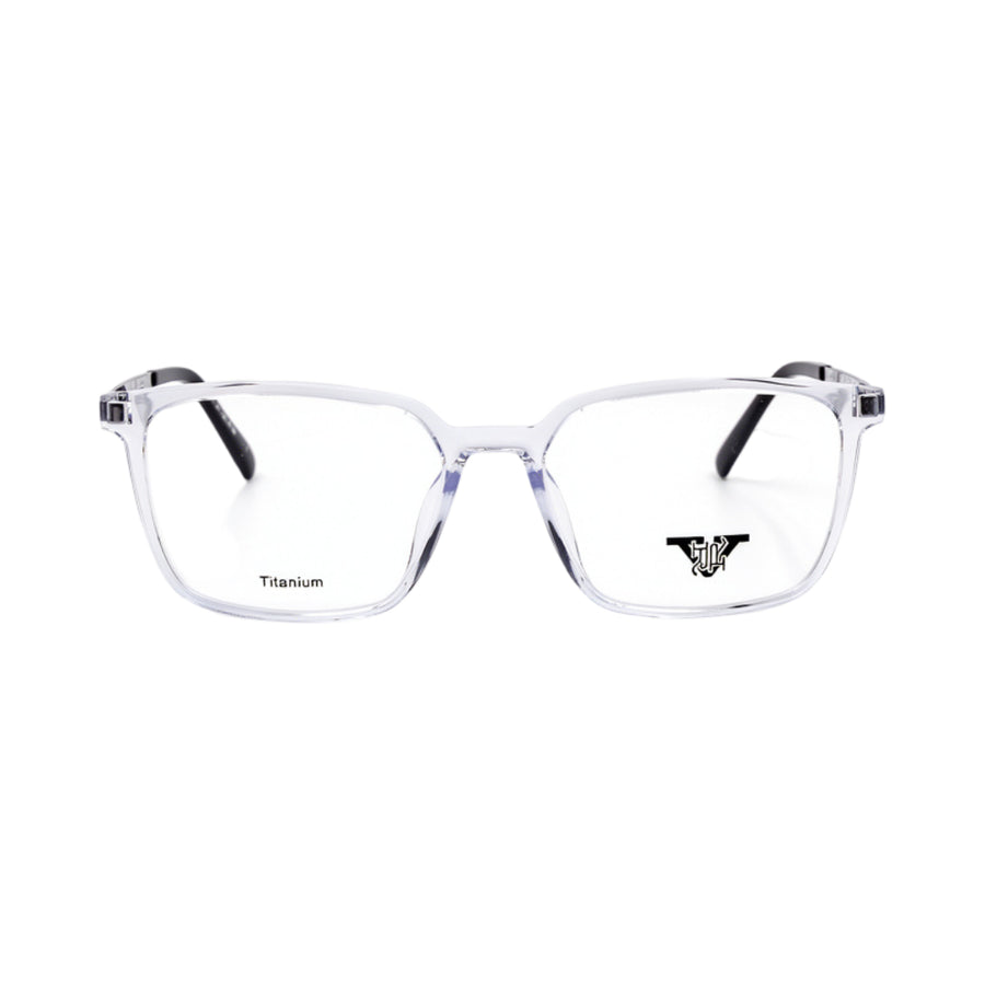 VANROSSI Men's Crystal Clear Rectangular Eyeglass Frame