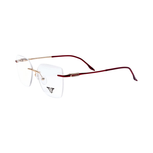 VANROSSI Women's Burgundy Rimless Cat-Eye Eyeglass Frame