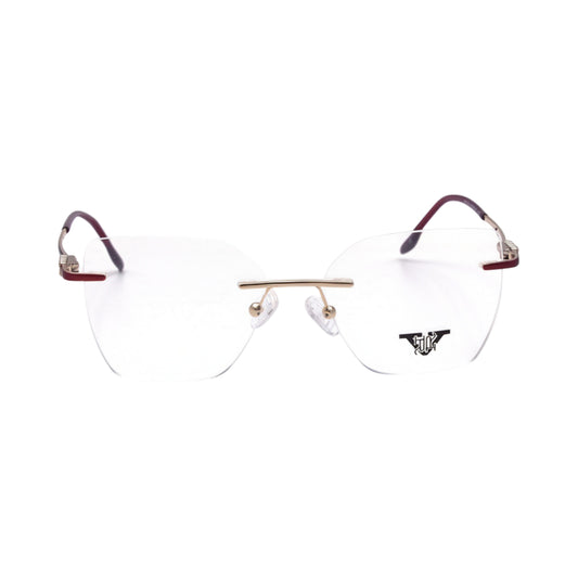 VANROSSI Women's Burgundy Rimless Cat-Eye Eyeglass Frame