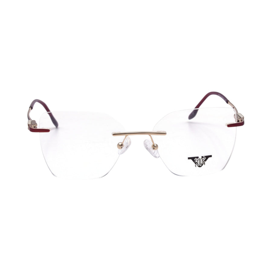 VANROSSI Women's Burgundy Rimless Cat-Eye Eyeglass Frame