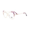 VANROSSI Women's Gold Cat Eye Eyeglass Frame with Burgundy Brow Detail