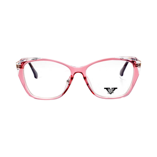 VANROSSI Women's Pink Cat-Eye Eyeglass Frame with Crystal Clear Outline and Gold Hinges