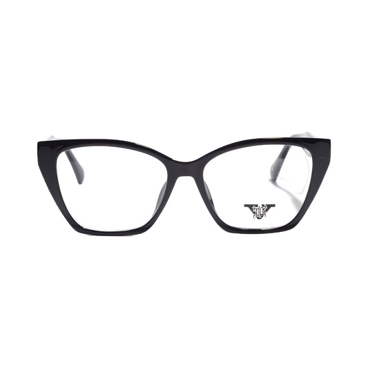 VANROSSI Women's Black Cat-Eye Eyeglass Frame with Gold Hinge Accents