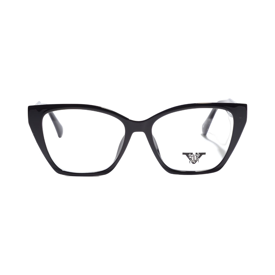 VANROSSI Women's Black Cat-Eye Eyeglass Frame with Gold Hinge Accents