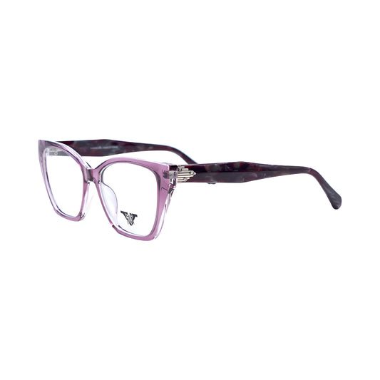 VANROSSI Women's Purple Cat-Eye Eyeglass Frame with Silver Hinge Detail