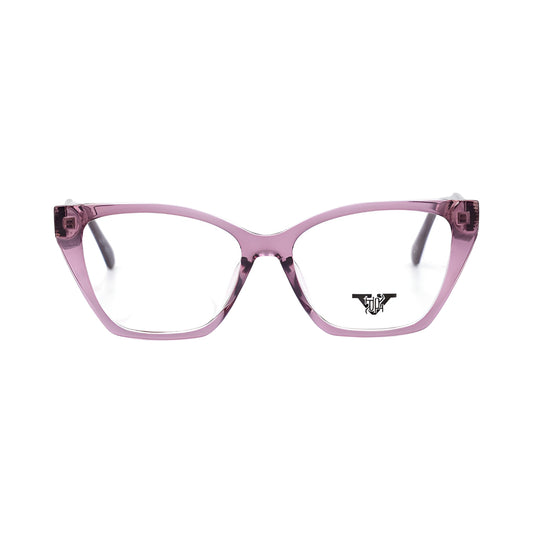 VANROSSI Women's Purple Cat-Eye Eyeglass Frame with Silver Hinge Detail