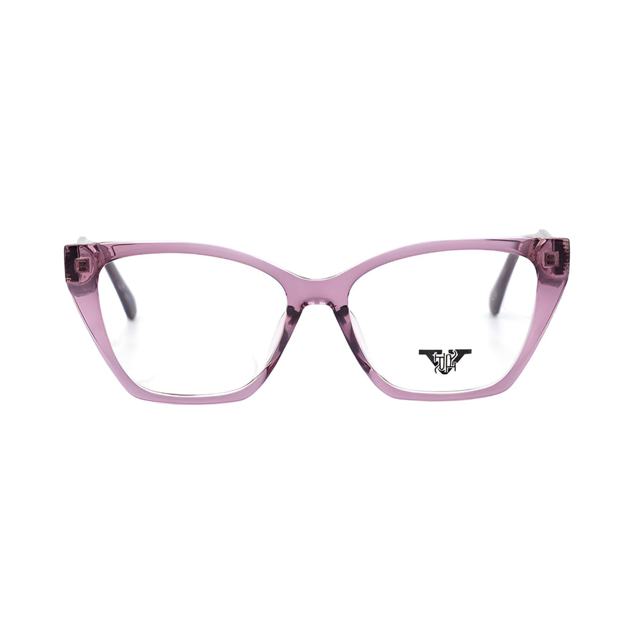 VANROSSI Women's Purple Cat-Eye Eyeglass Frame with Silver Hinge Detail