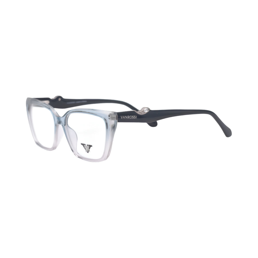 VANROSSI Women's Gradient Crystal Blue Cat-Eye Eyeglass Frame