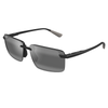 MAUI JIM Men's Black Rimless Rectangular Sunglasses